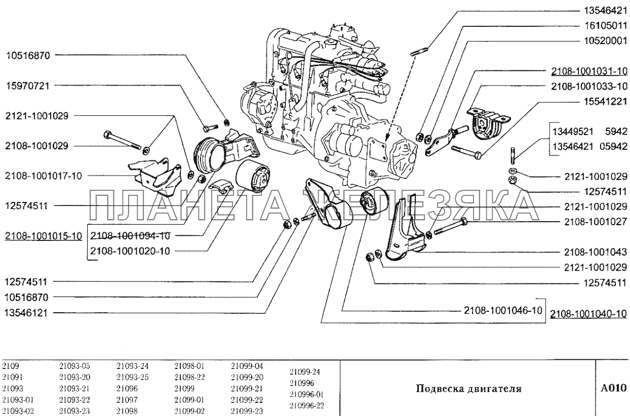 Подвеска двигателя ВАЗ-2109